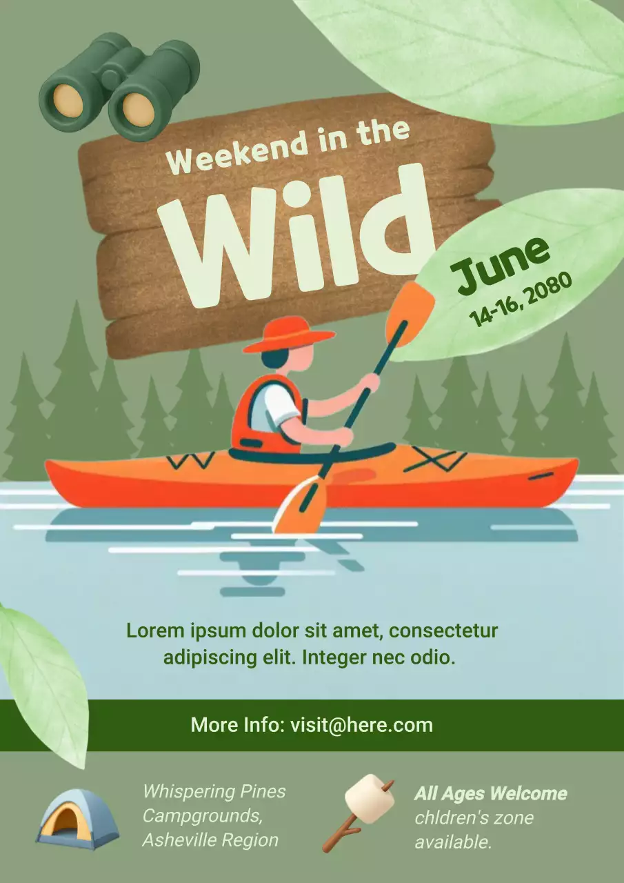 Green Rustic Camping Event Announcement Poster