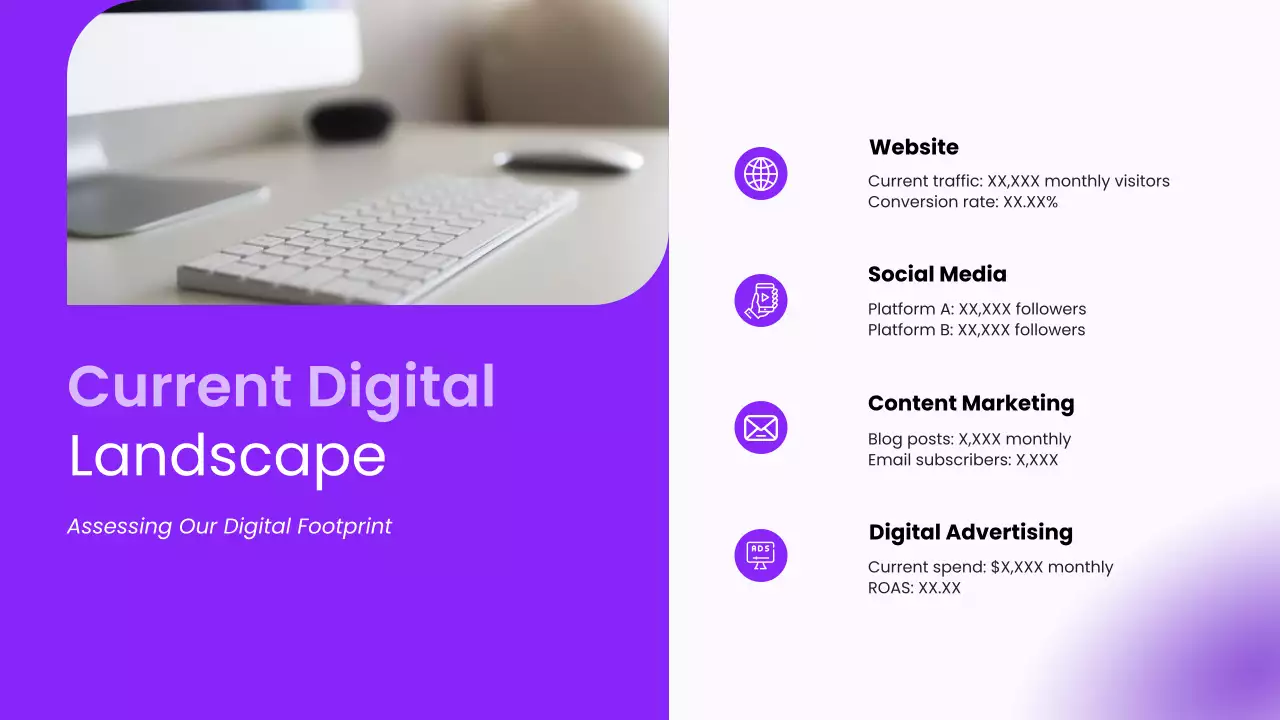 Purple Modern Pitch Deck for Online Presence Tips Presentation