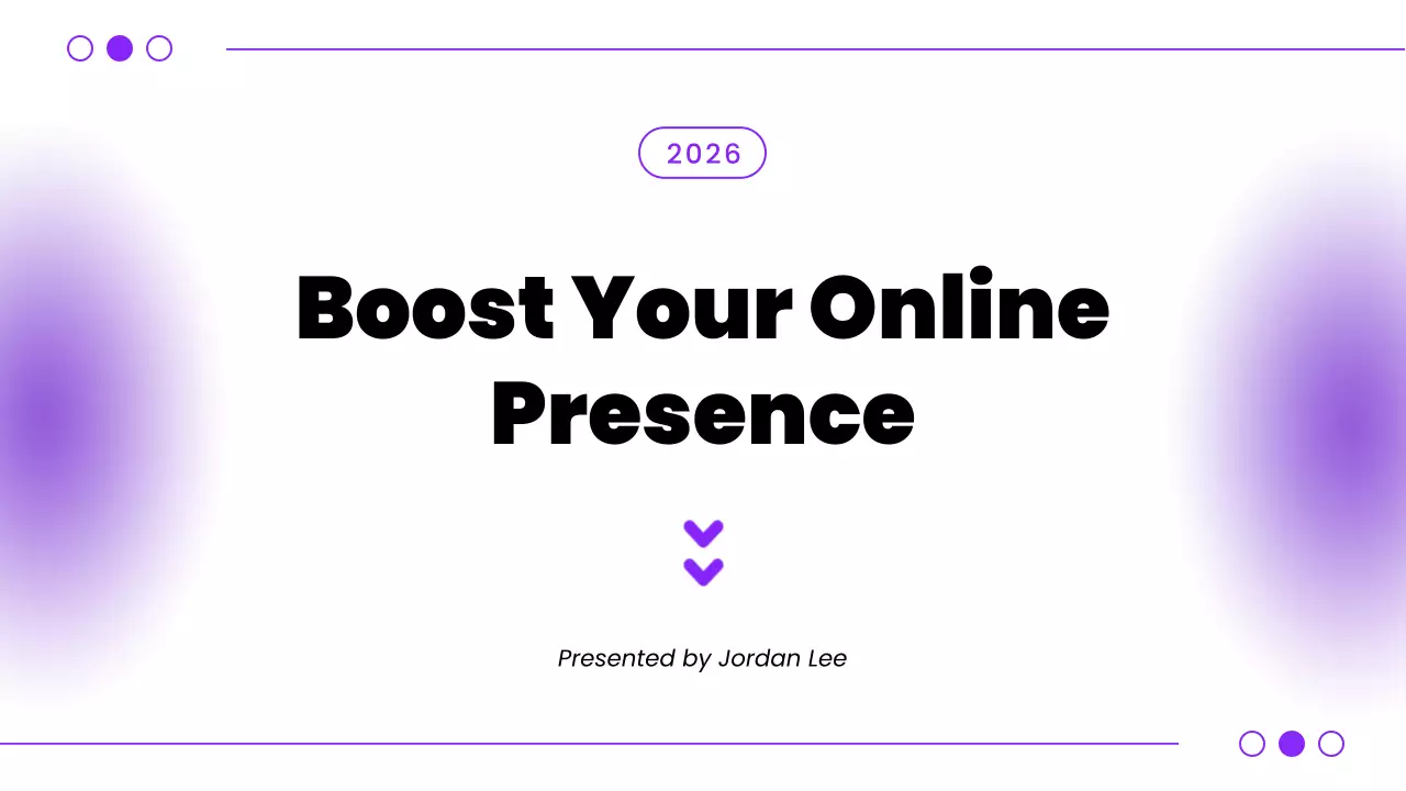 Purple Modern Pitch Deck for Online Presence Tips Presentation