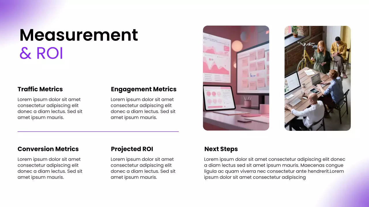 Purple Modern Pitch Deck for Online Presence Tips Presentation