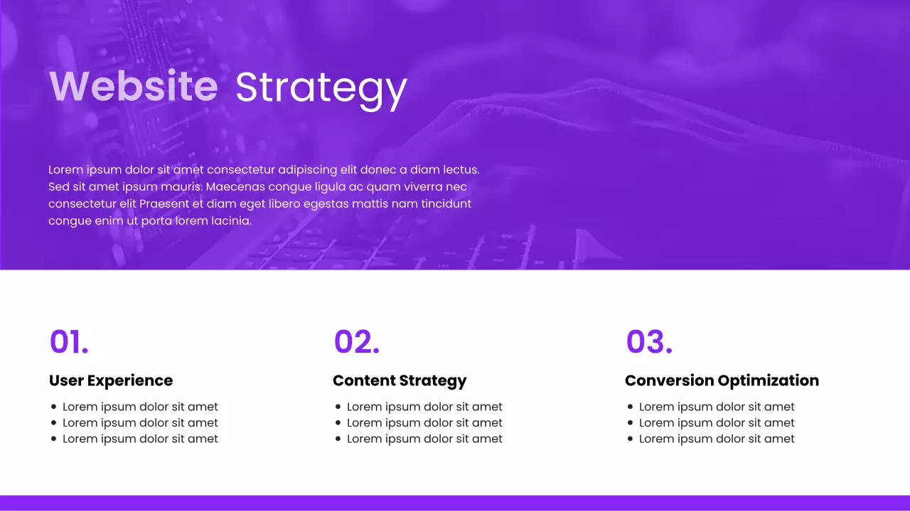 Purple Modern Pitch Deck for Online Presence Tips Presentation