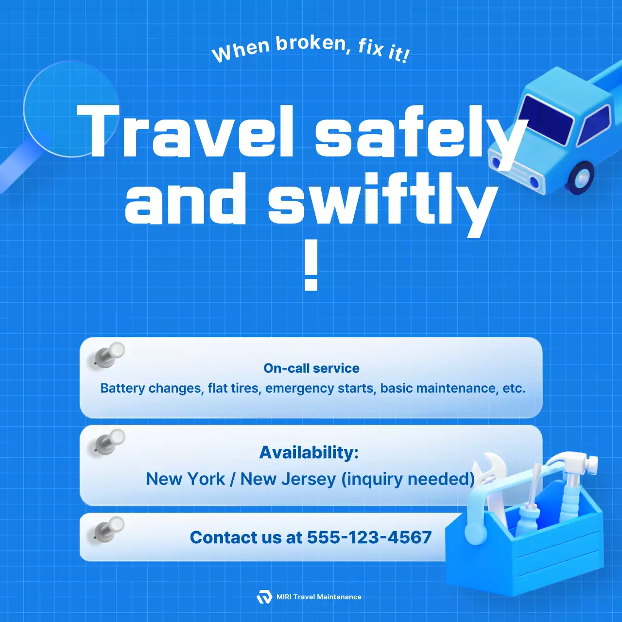 Promoção do Serviço de Reparo Automotivo Blue Modern