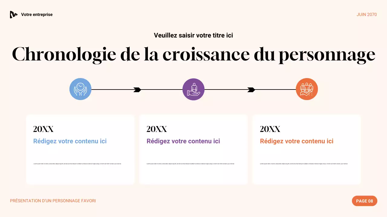 Présentation du personnage préféré esthétique violet, vert et orange