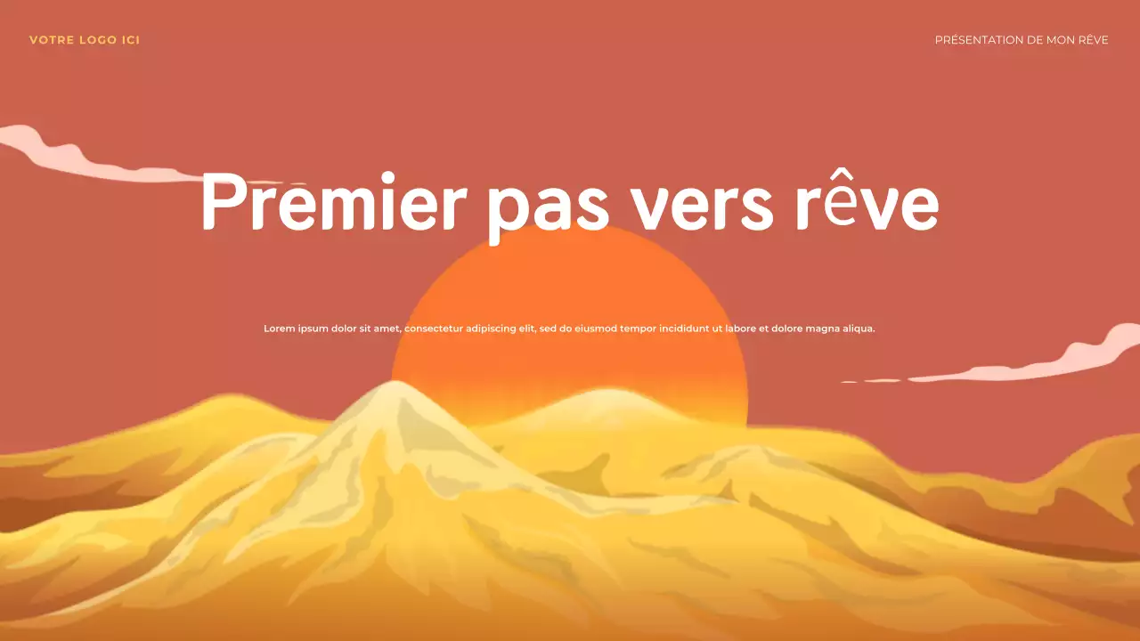 Présentation illustrative orange : Le premier pas vers mon rêve