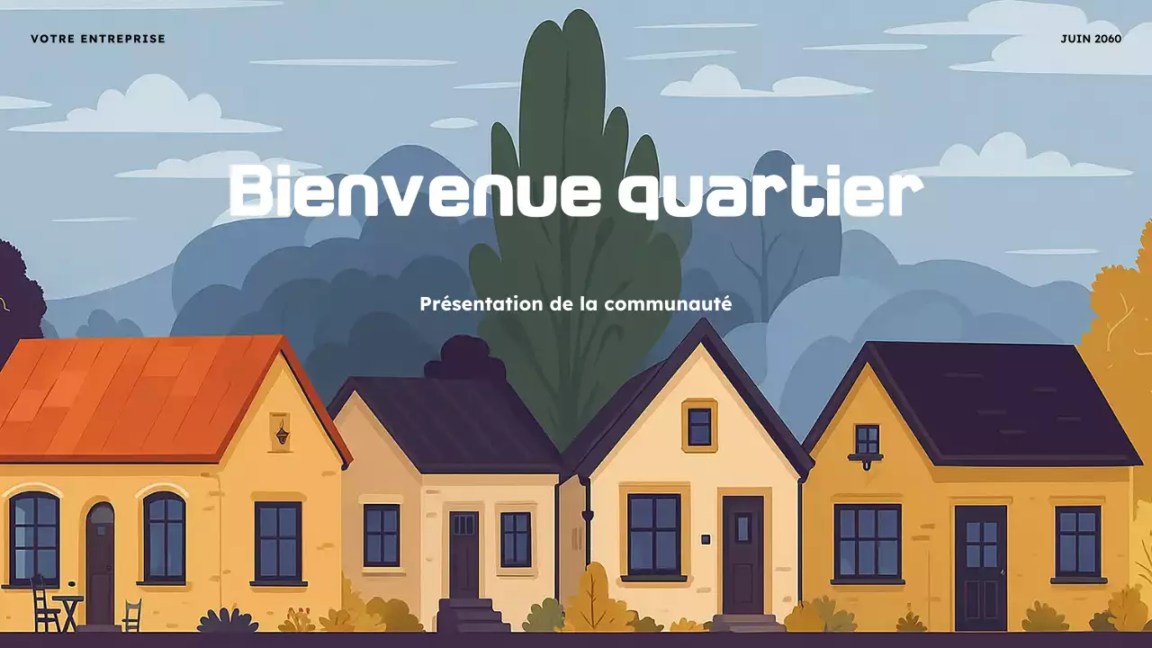 Présentation illustrative du quartier en orange et violet