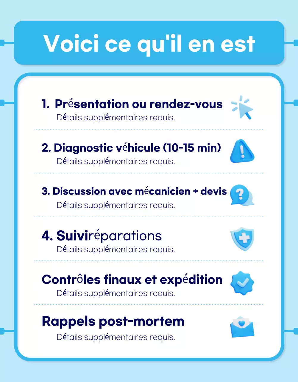 Publicité de réparation automobile moderne bleu ciel