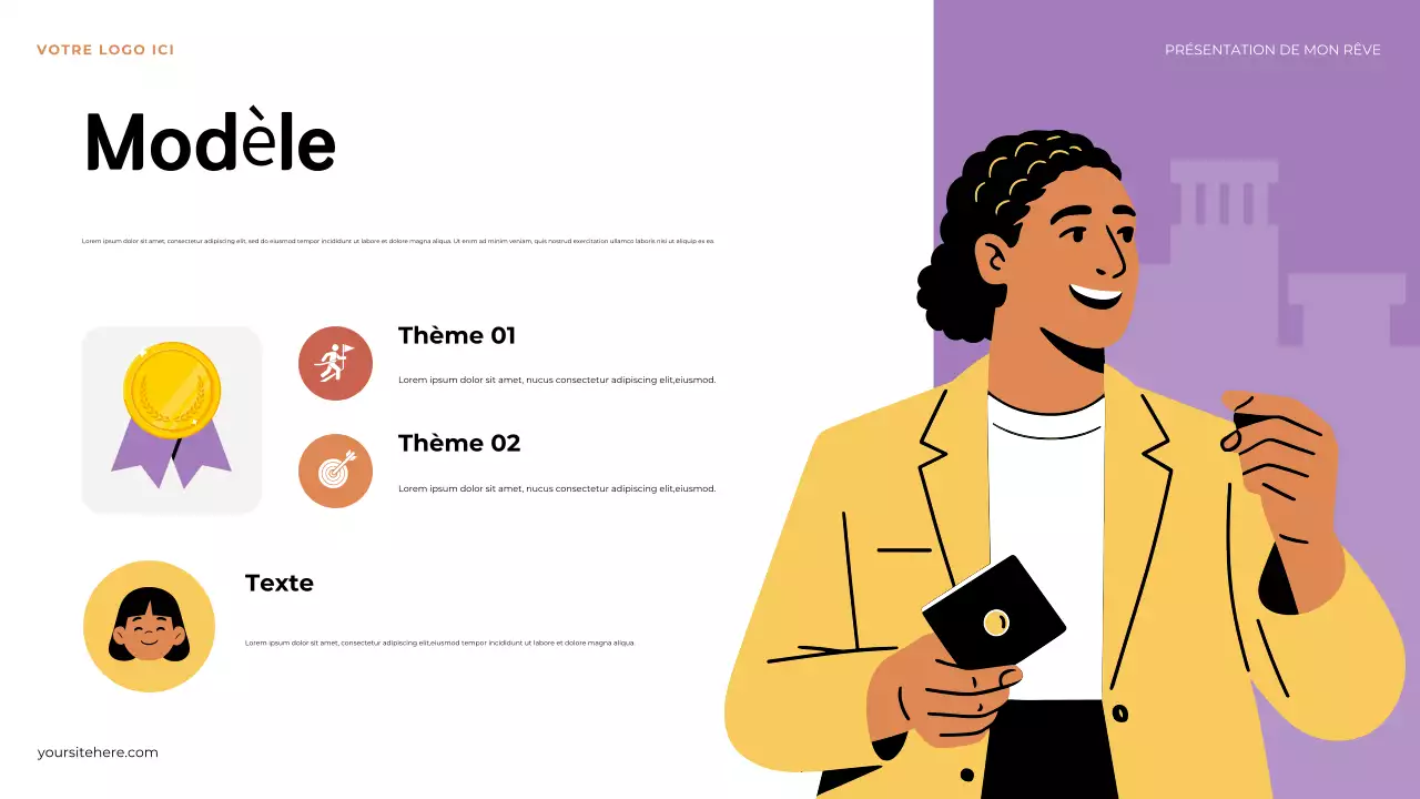 Présentation illustrative orange : Le premier pas vers mon rêve