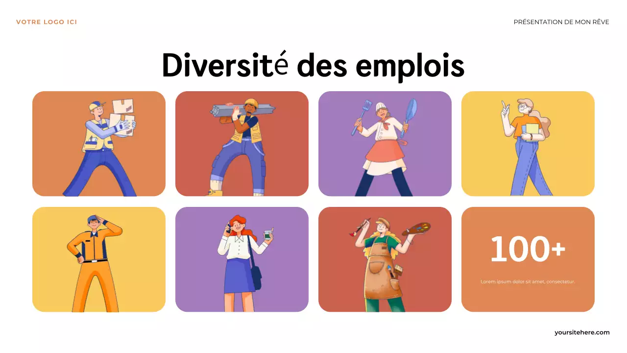 Présentation illustrative orange : Le premier pas vers mon rêve