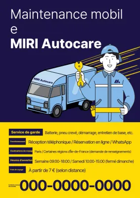 Promotion d'un service de voiture pop art bleu et jaune