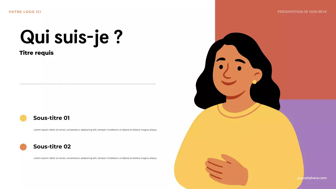 Présentation illustrative orange : Le premier pas vers mon rêve