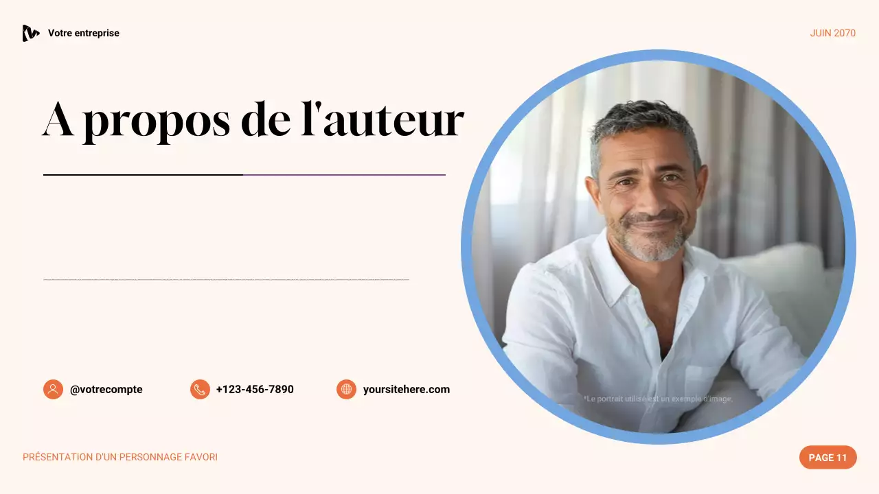 Présentation du personnage préféré esthétique violet, vert et orange