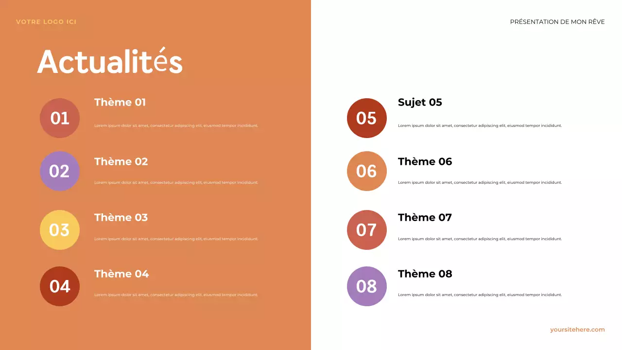 Présentation illustrative orange : Le premier pas vers mon rêve