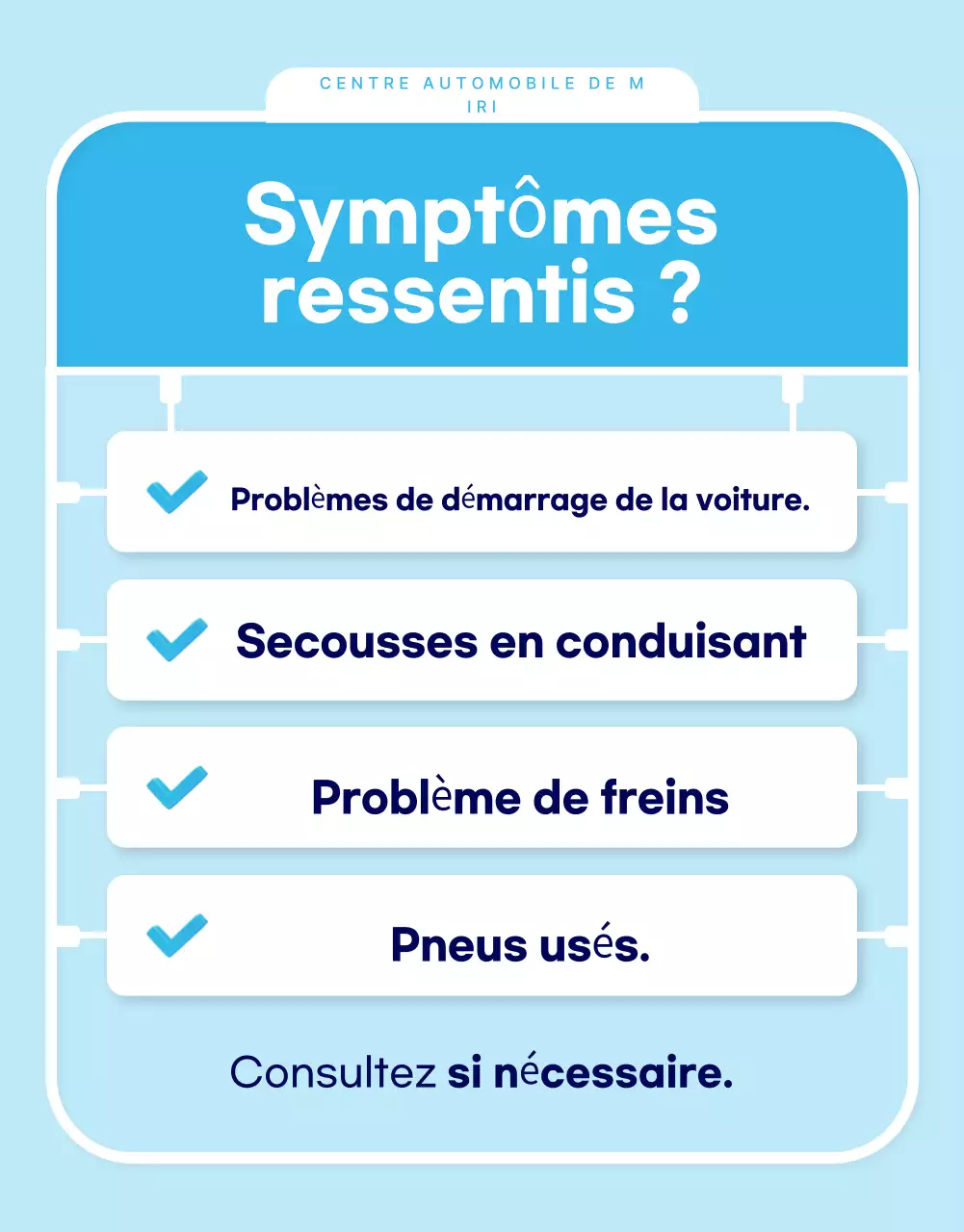 Publicité de réparation automobile moderne bleu ciel