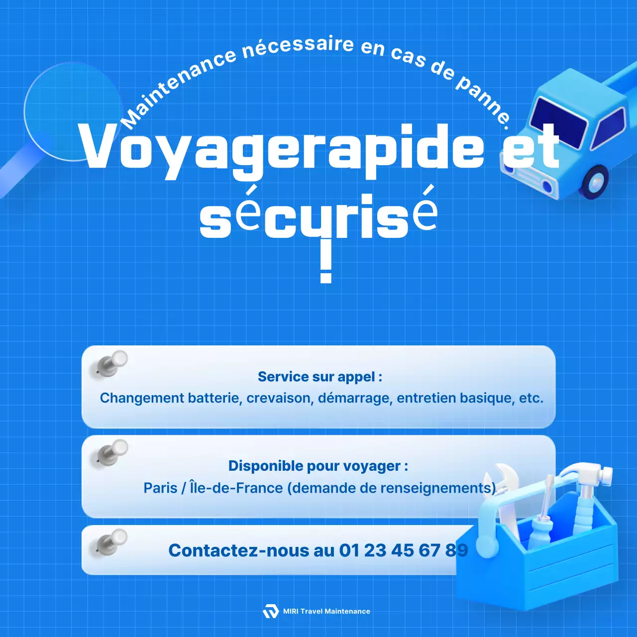 Promotion du service de réparation automobile Blue Modern