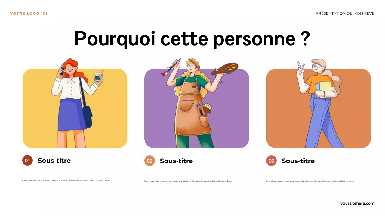 Présentation illustrative orange : Le premier pas vers mon rêve