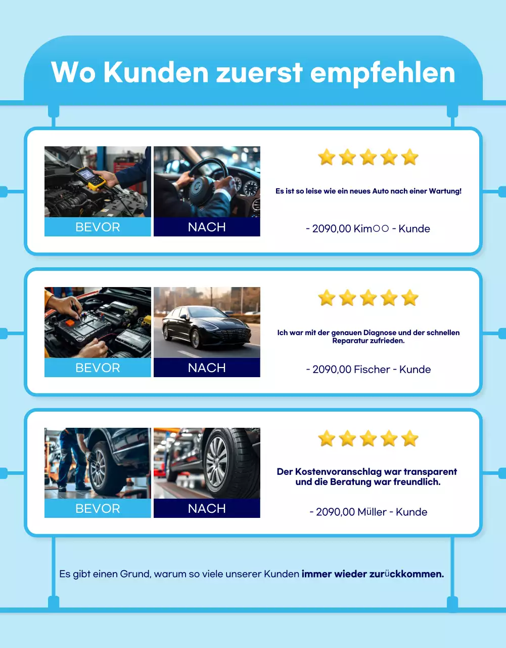 Himmelblaue moderne Autoreparaturanzeige