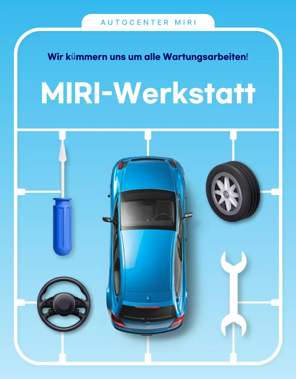 Himmelblaue moderne Autoreparaturanzeige