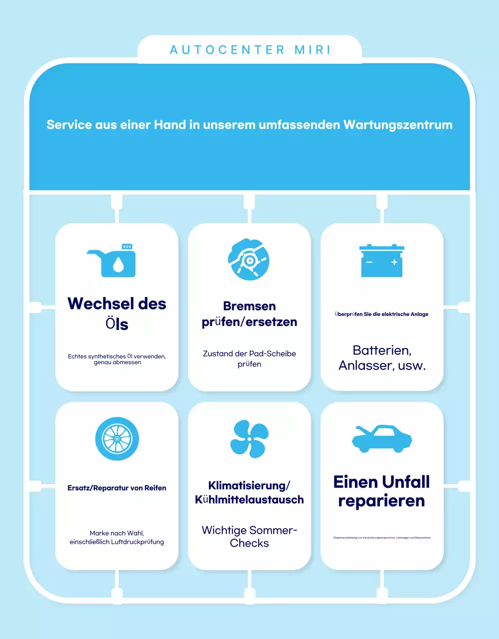 Himmelblaue moderne Autoreparaturanzeige