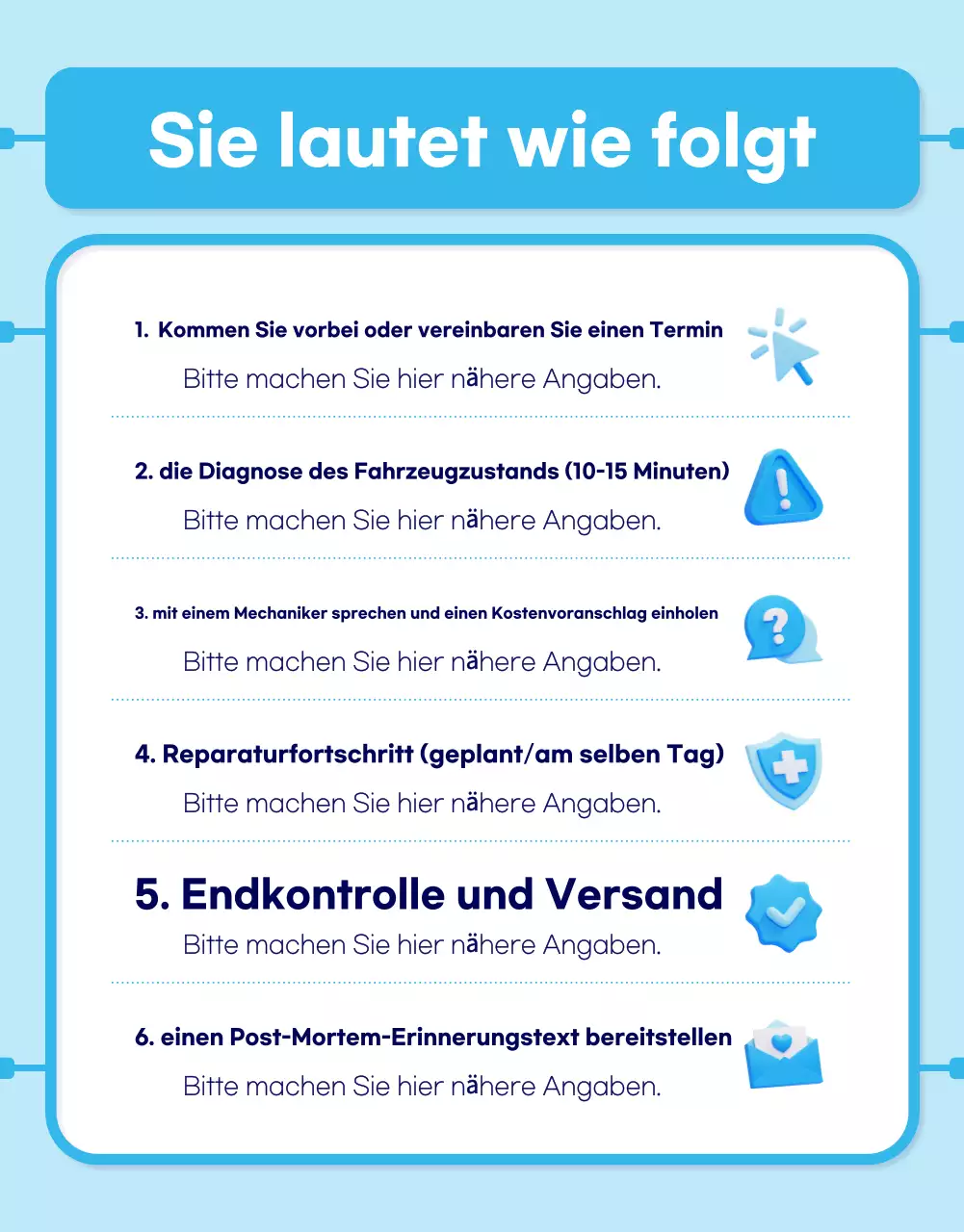 Himmelblaue moderne Autoreparaturanzeige