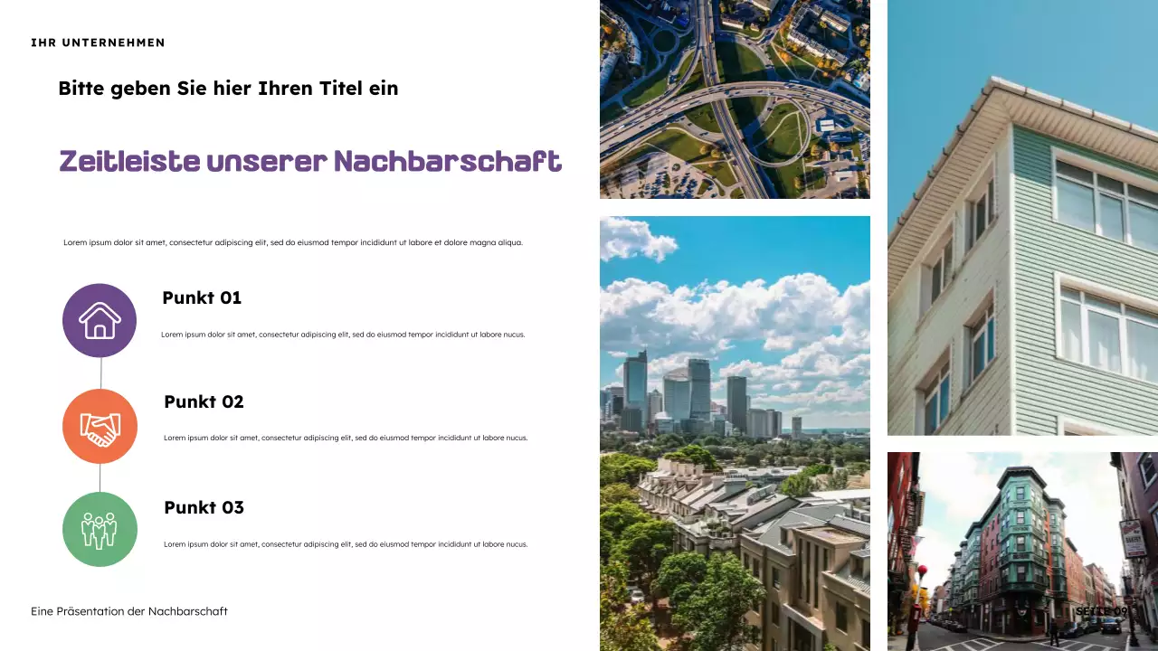 Orange und Lila Illustrative Nachbarschaftspräsentation