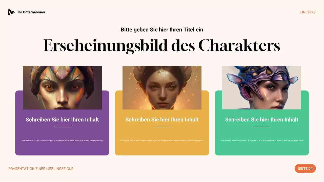 Lila, Grün und Orange Ästhetik Lieblingscharakter Präsentation