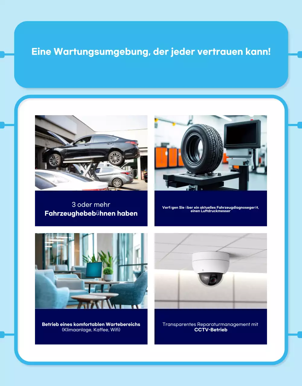 Himmelblaue moderne Autoreparaturanzeige