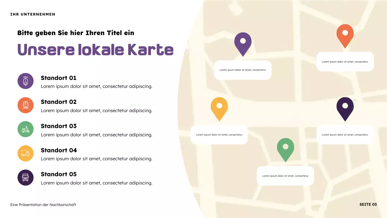 Orange und Lila Illustrative Nachbarschaftspräsentation