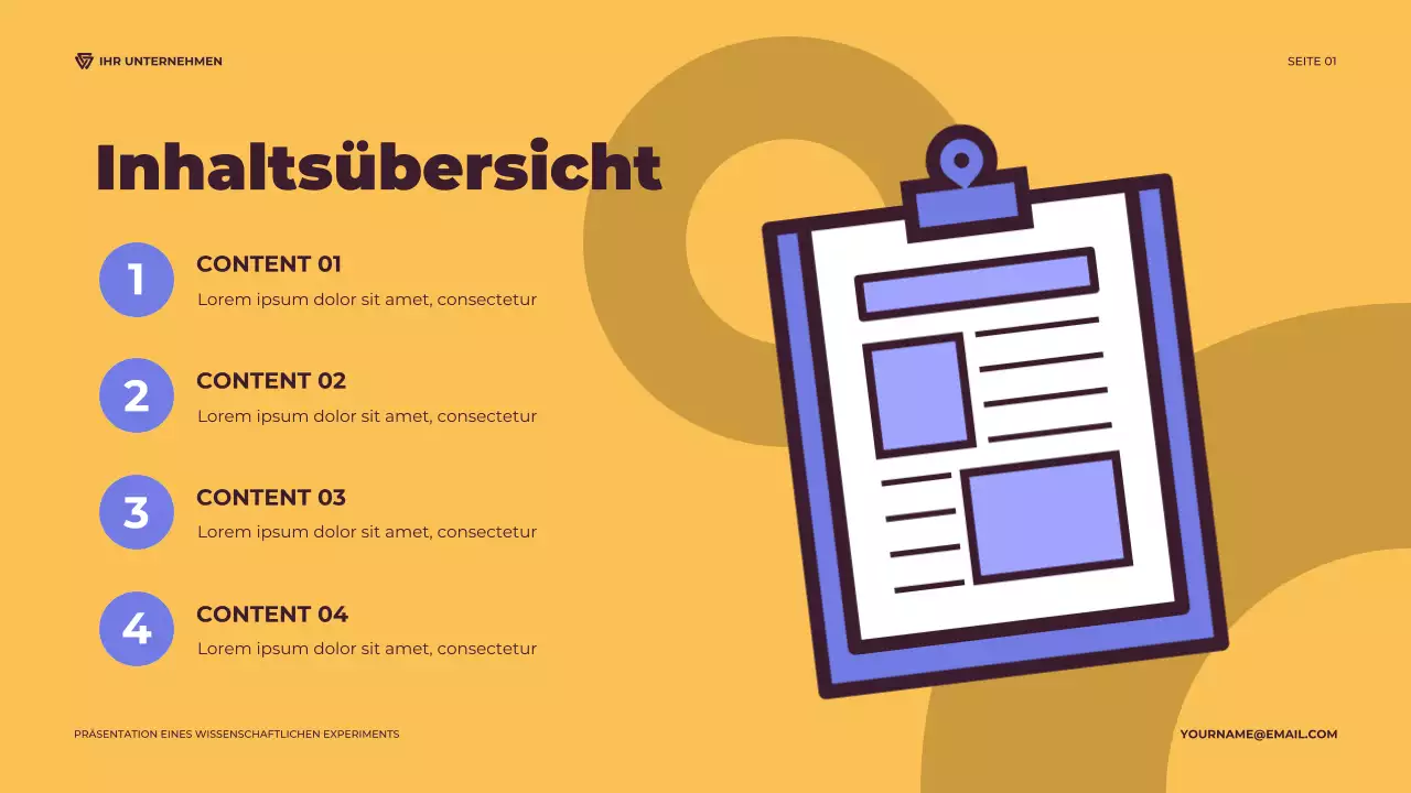 Lila und orangefarbenes illustratives wissenschaftliches Experiment Präsentation