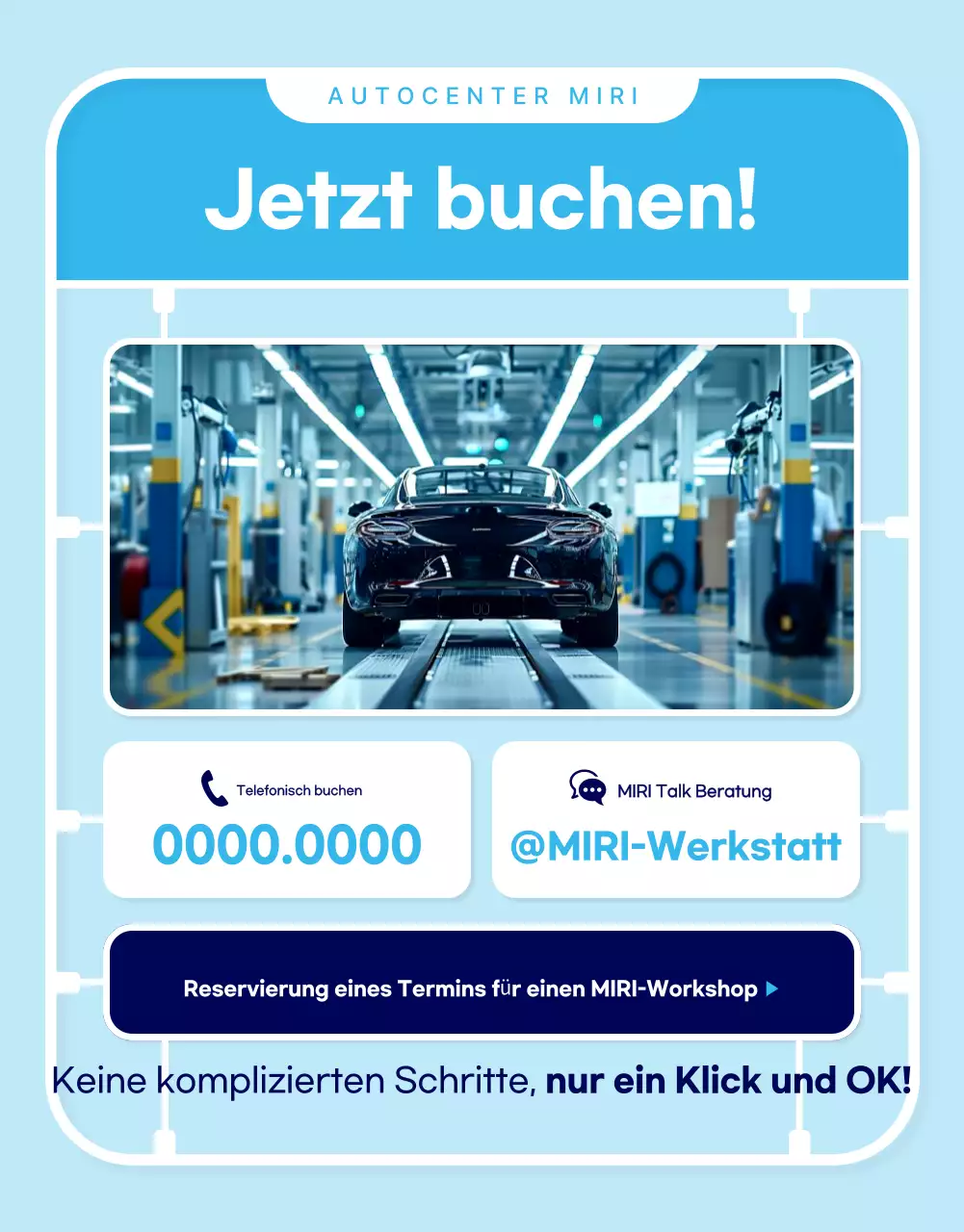 Himmelblaue moderne Autoreparaturanzeige