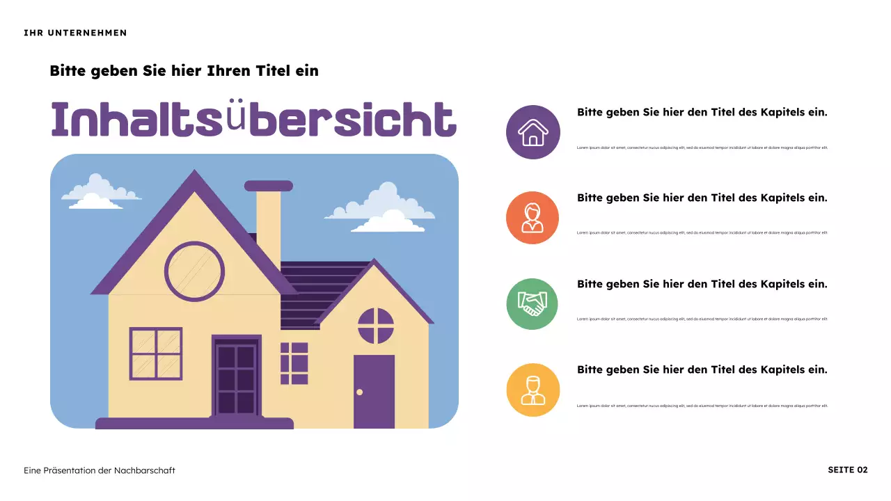 Orange und Lila Illustrative Nachbarschaftspräsentation