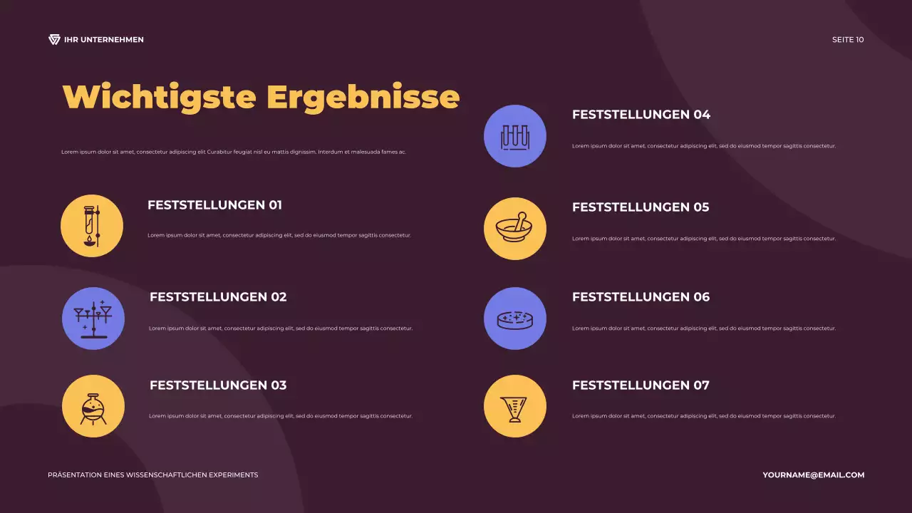 Lila und orangefarbenes illustratives wissenschaftliches Experiment Präsentation