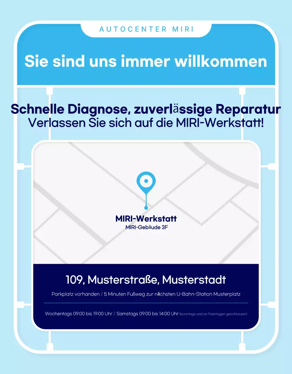 Himmelblaue moderne Autoreparaturanzeige