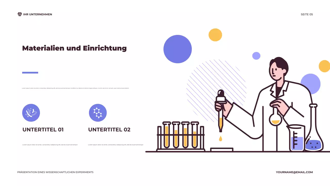 Lila und orangefarbenes illustratives wissenschaftliches Experiment Präsentation