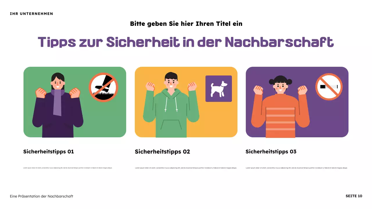 Orange und Lila Illustrative Nachbarschaftspräsentation