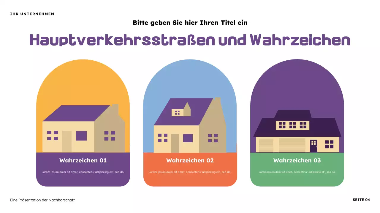 Orange und Lila Illustrative Nachbarschaftspräsentation