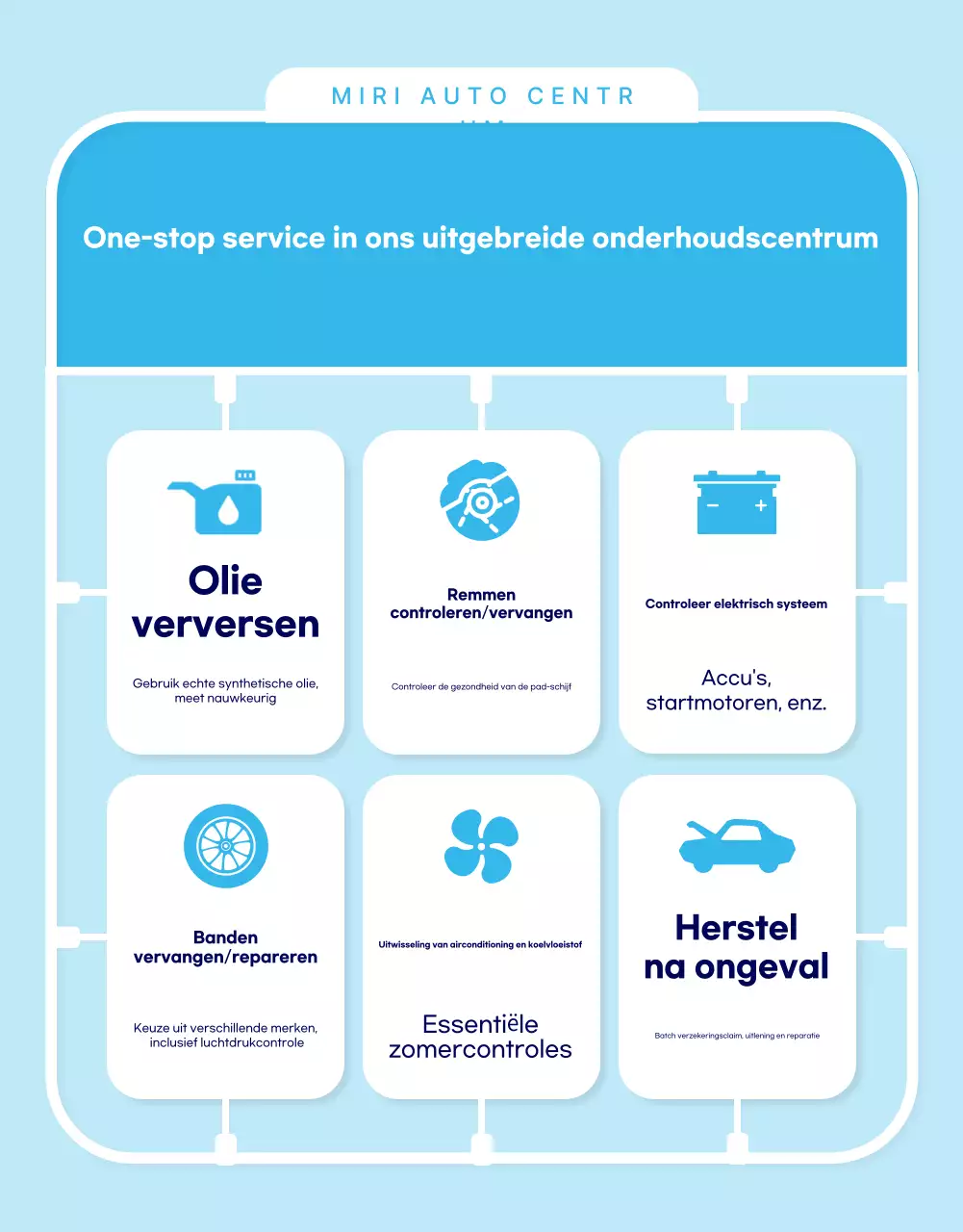 Advertentie voor moderne autoreparatie in hemelsblauw