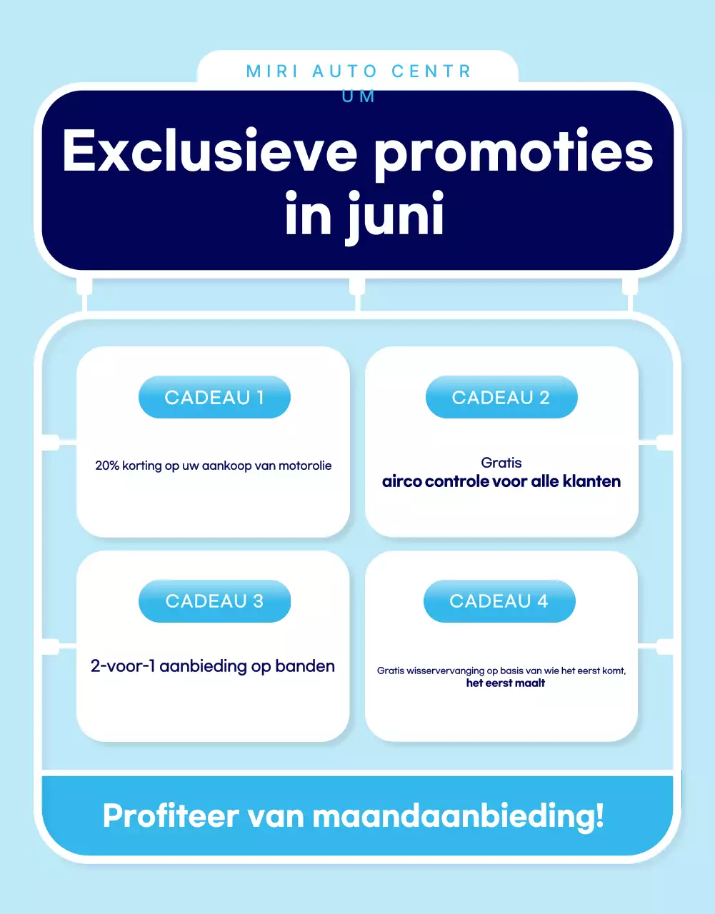 Advertentie voor moderne autoreparatie in hemelsblauw