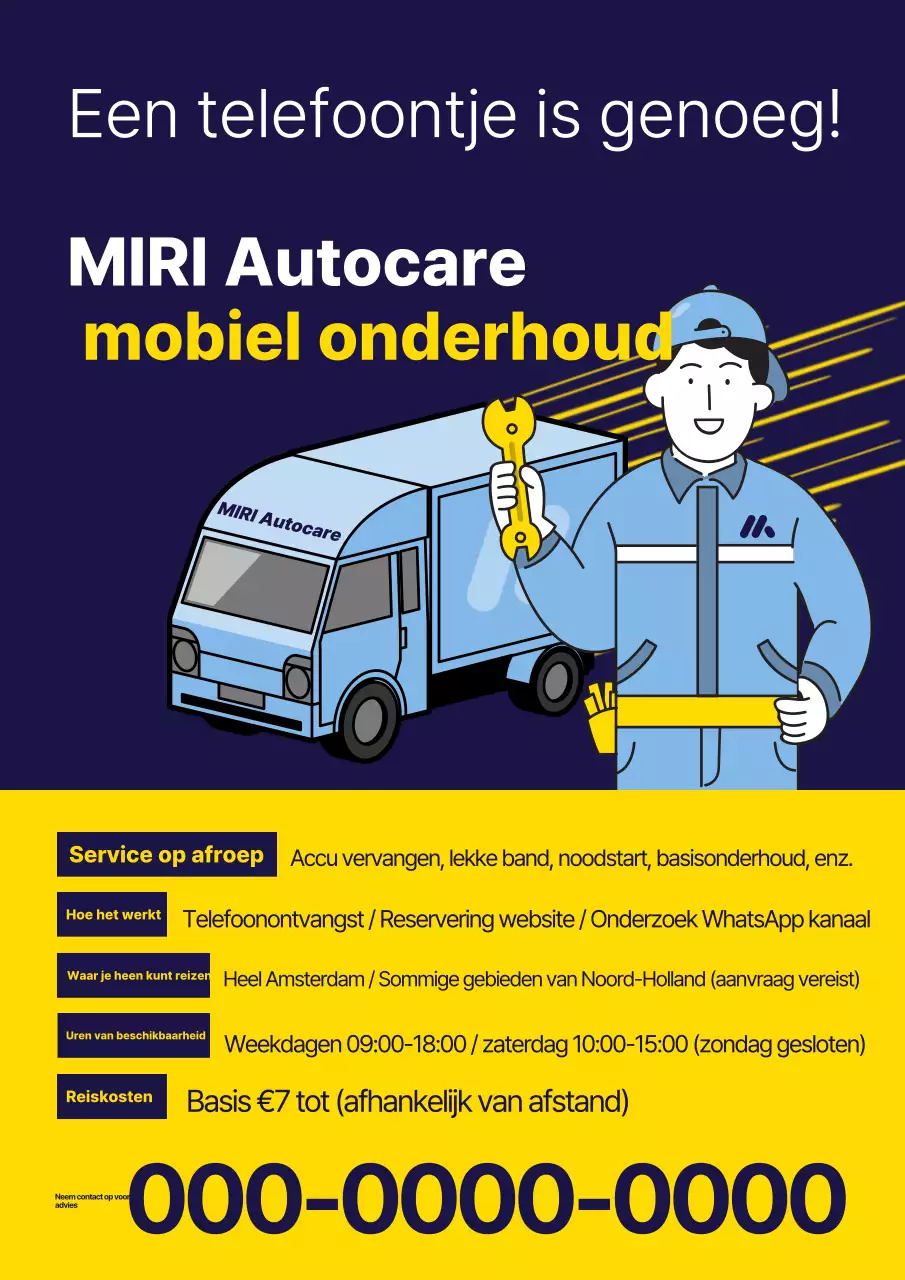 Blauwe en gele pop-art auto-onderhoudspromotie