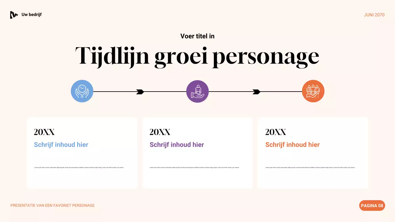 Paars, groen en oranje esthetische favoriete karakterpresentatie