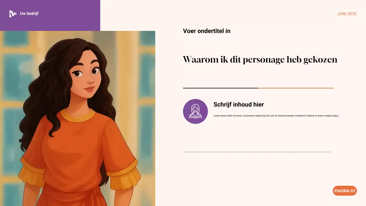 Paars, groen en oranje esthetische favoriete karakterpresentatie