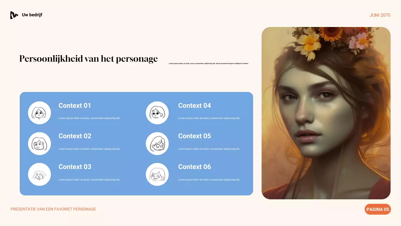 Paars, groen en oranje esthetische favoriete karakterpresentatie