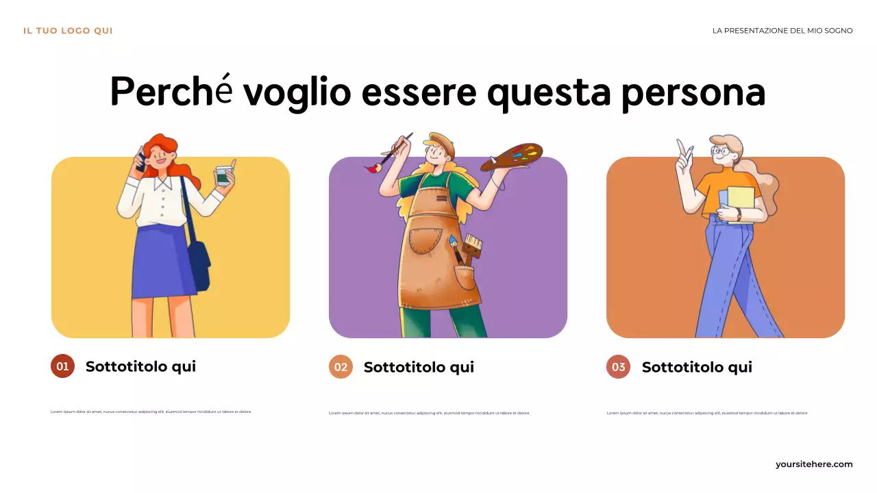 Presentazione illustrativa arancione: il primo passo verso la mia visione dei sogni