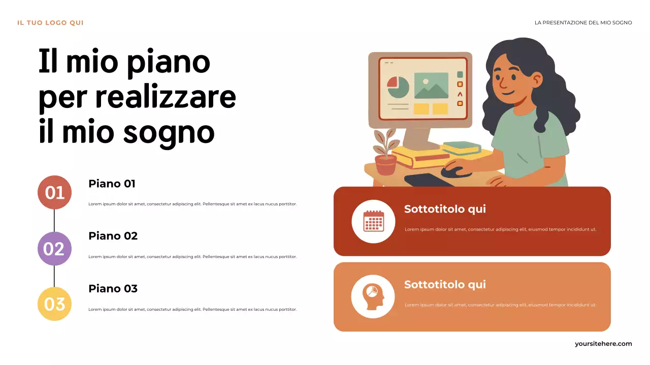 Presentazione illustrativa arancione: il primo passo verso la mia visione dei sogni