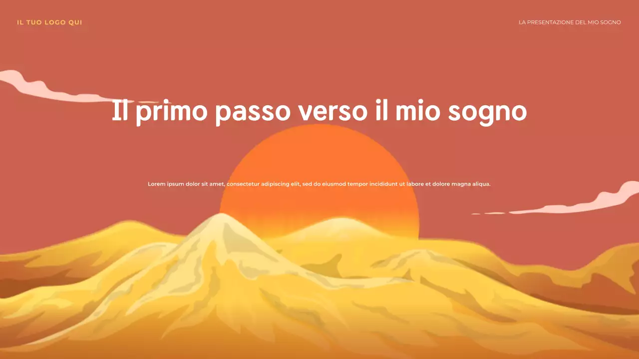 Presentazione illustrativa arancione: il primo passo verso la mia visione dei sogni