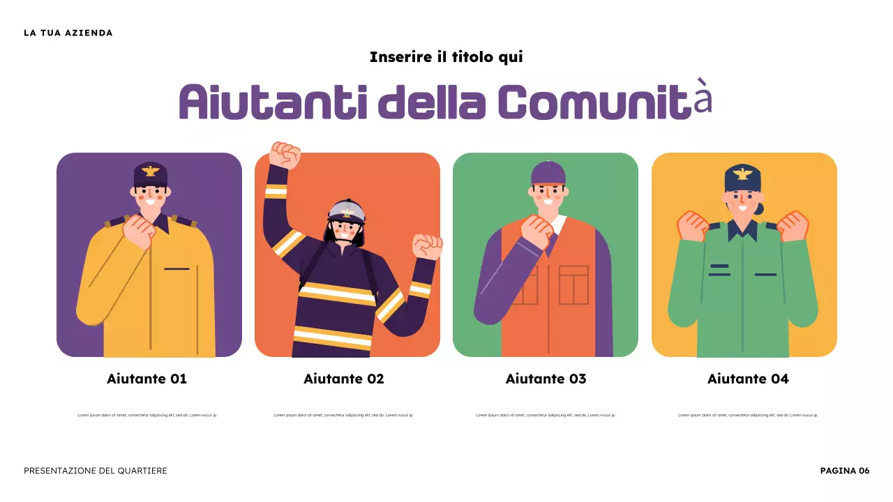 Presentazione illustrativa del quartiere arancione e viola