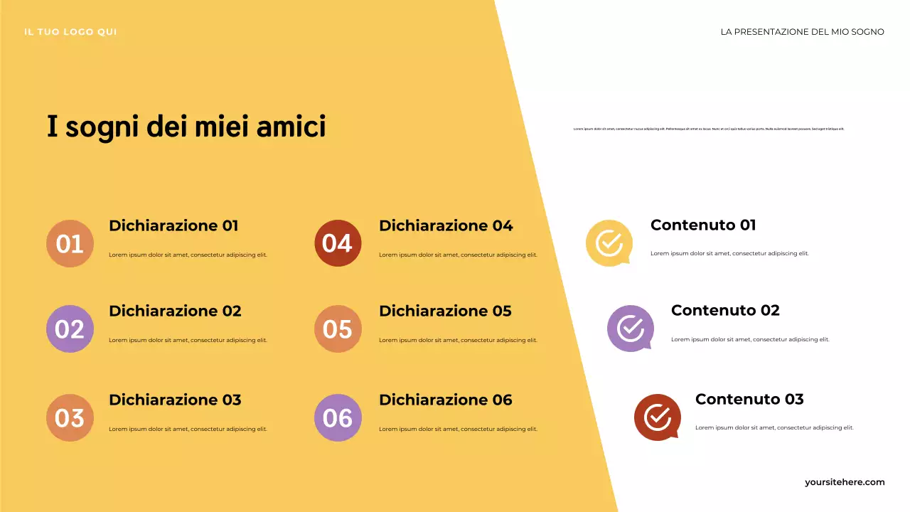 Presentazione illustrativa arancione: il primo passo verso la mia visione dei sogni