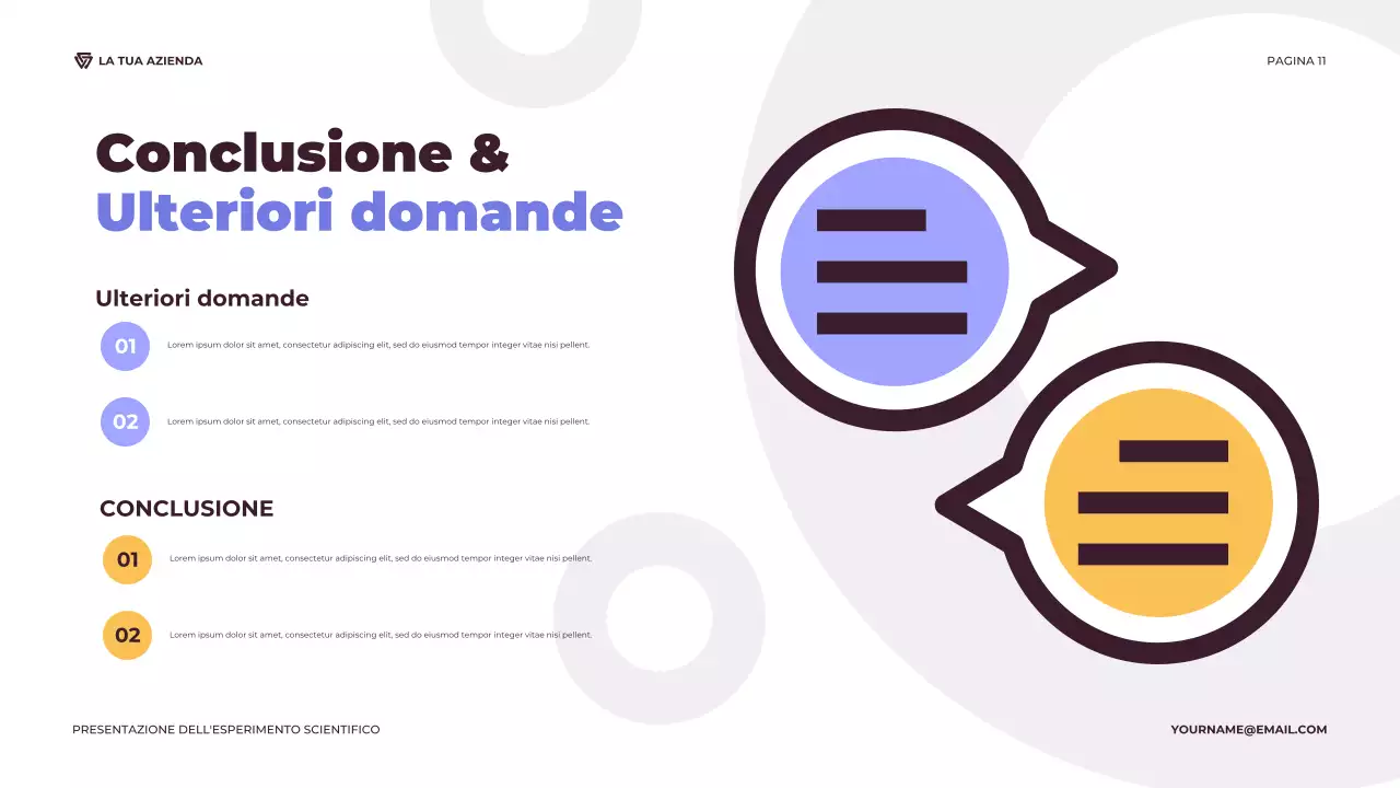 Presentazione di un esperimento scientifico illustrativo viola e arancione