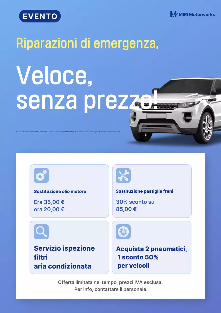 Evento auto moderne Sky Blue