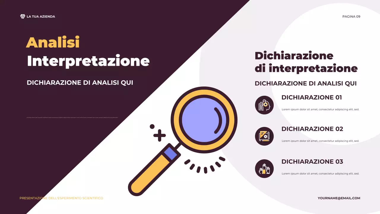 Presentazione di un esperimento scientifico illustrativo viola e arancione
