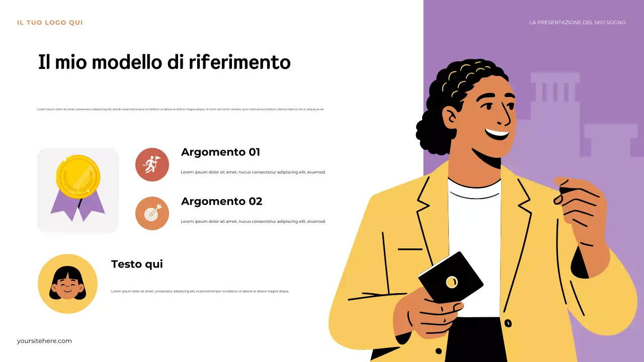 Presentazione illustrativa arancione: il primo passo verso la mia visione dei sogni